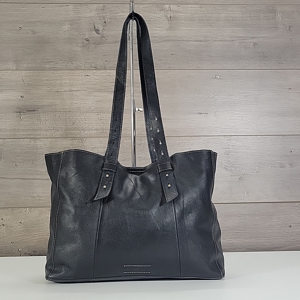 Lucky Brand Black Leather Slouchy Shoulder Bag Tote Purse